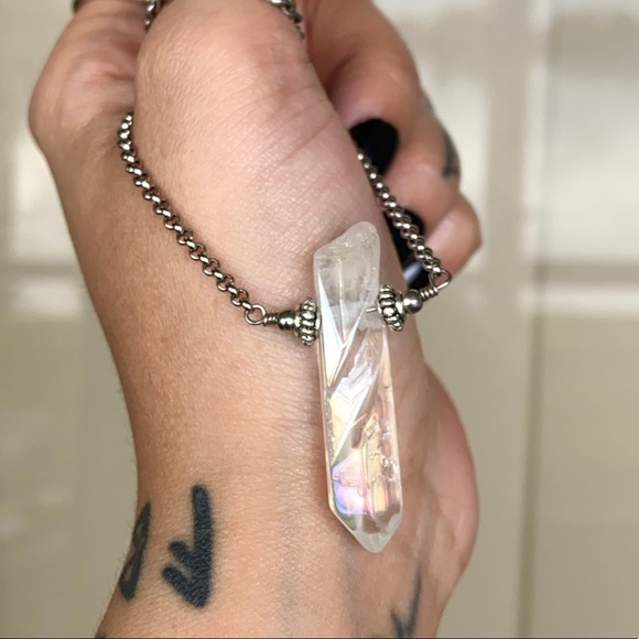 Genuine aura crystal quartz chocker boho necklace - Picture 8 of 12